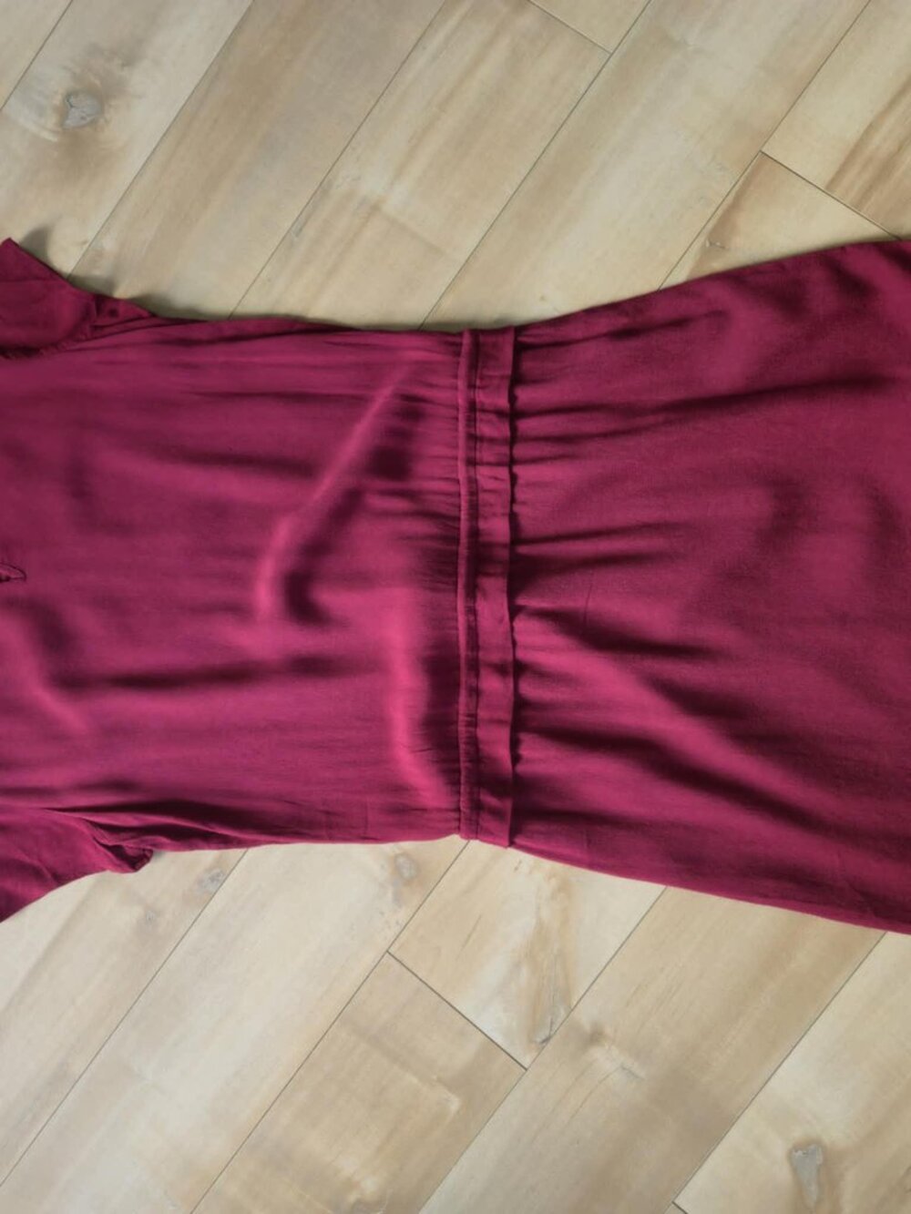 French Comptoir des Cotonniers Burgundy Boho Midi Dress XS 100% Viscose - Picture 16 of 16